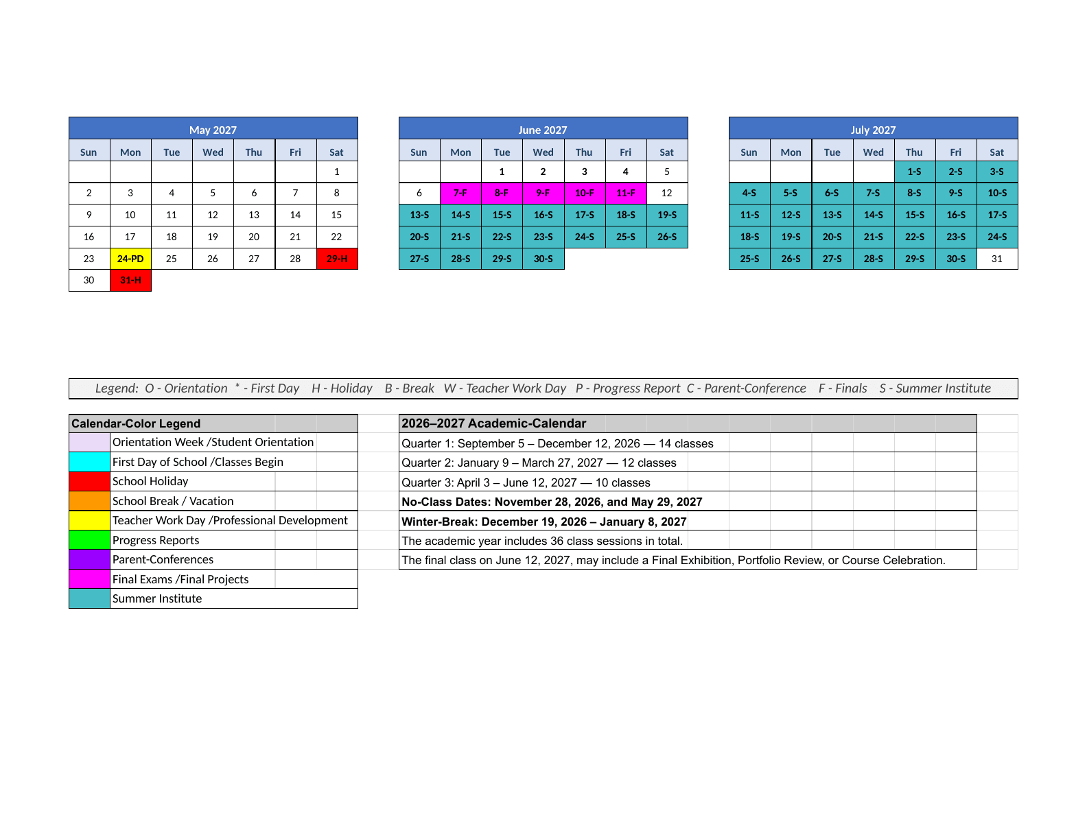 Champion Academy 2026-2027 monthly calendar page 2
