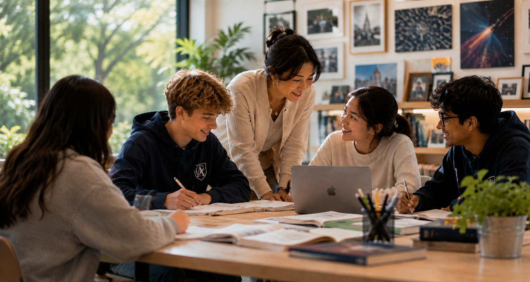 Champion Academy teacher guiding students in a collaborative classroom