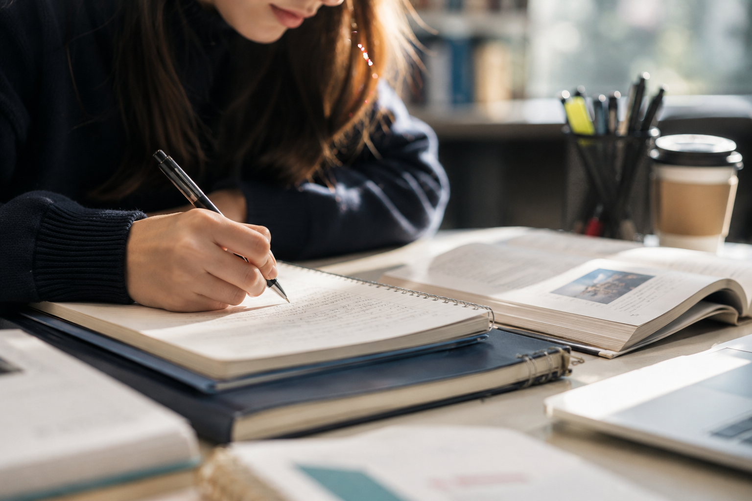 Champion Academy student writing notes for academic records and coursework