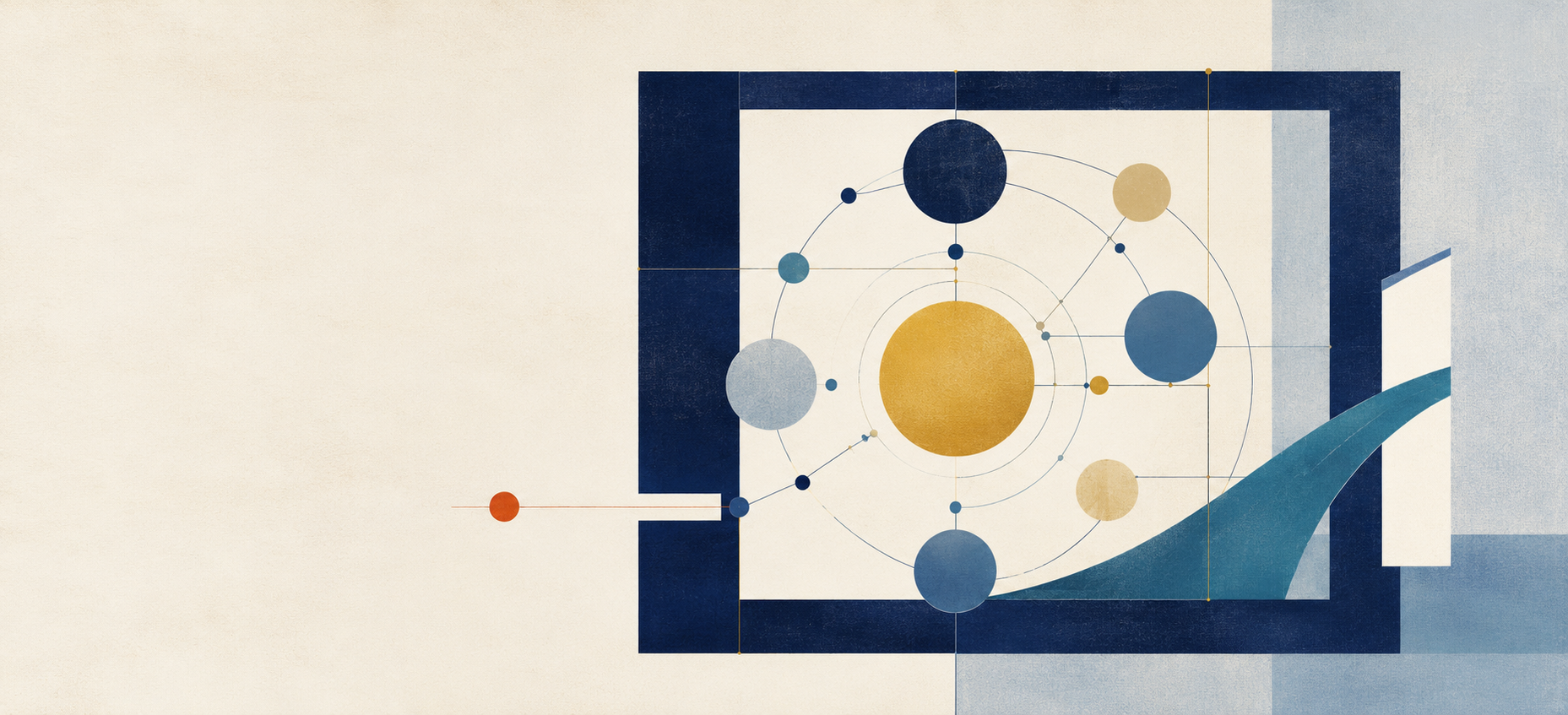 Abstract school policies artwork in Champion Academy blue and gold