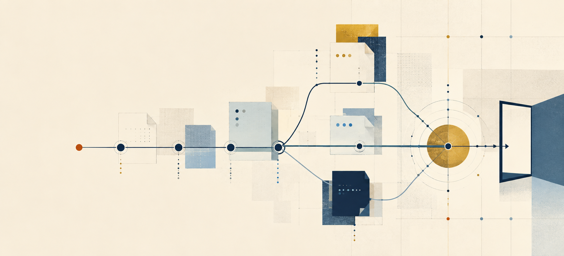 Abstract college planning pathway artwork in Champion Academy blue and gold